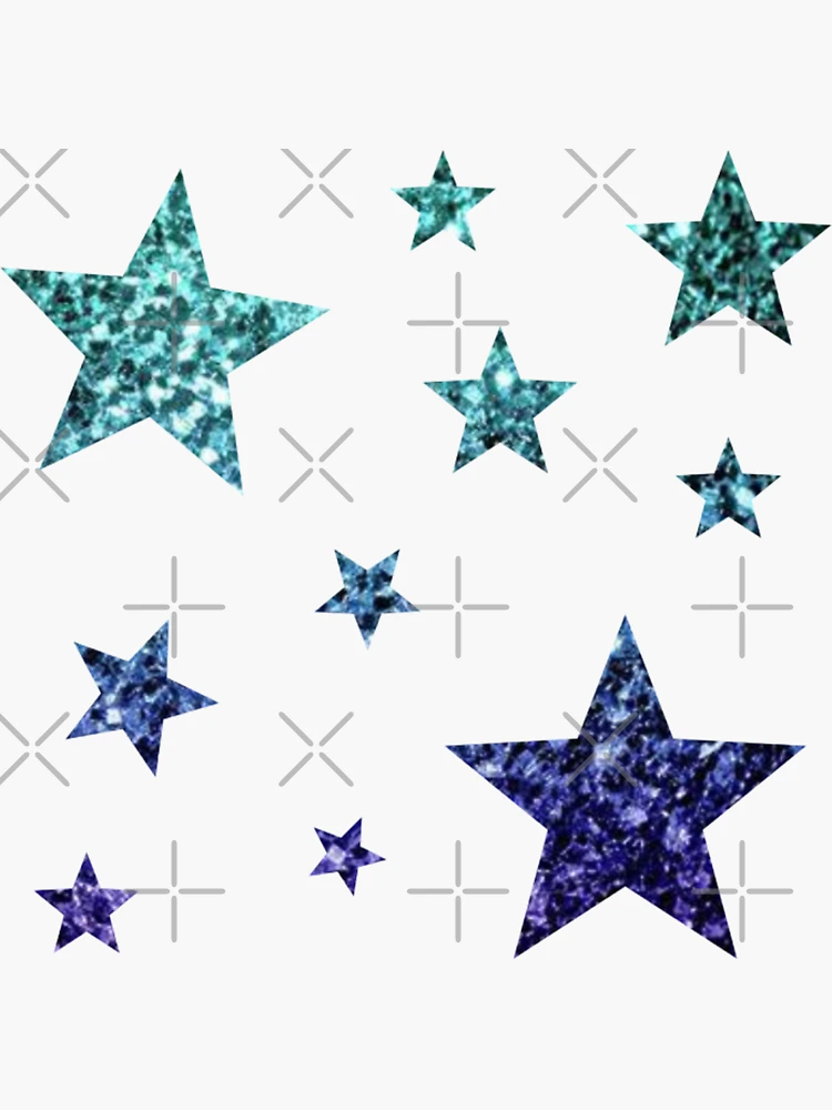 Teal Dark Blue Ombre Faux Glitter Stars Sticker for Sale by