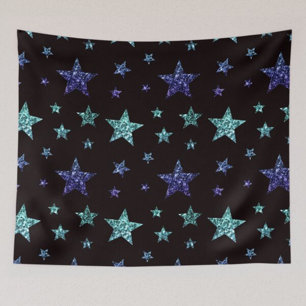 Item preview, Teal Dark Blue Ombre Faux Glitter Stars designed and sold by Felicity-K.