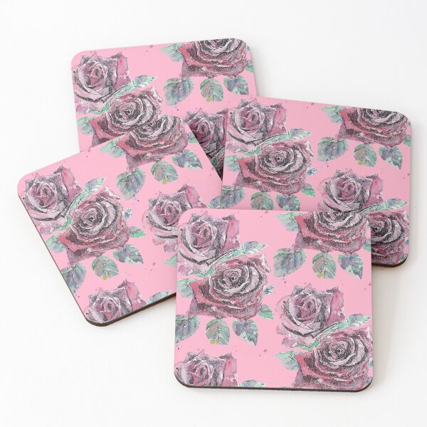 Item preview, Red Rose Watercolor Painting on Pink designed and sold by Sarah  Rajkotwala.