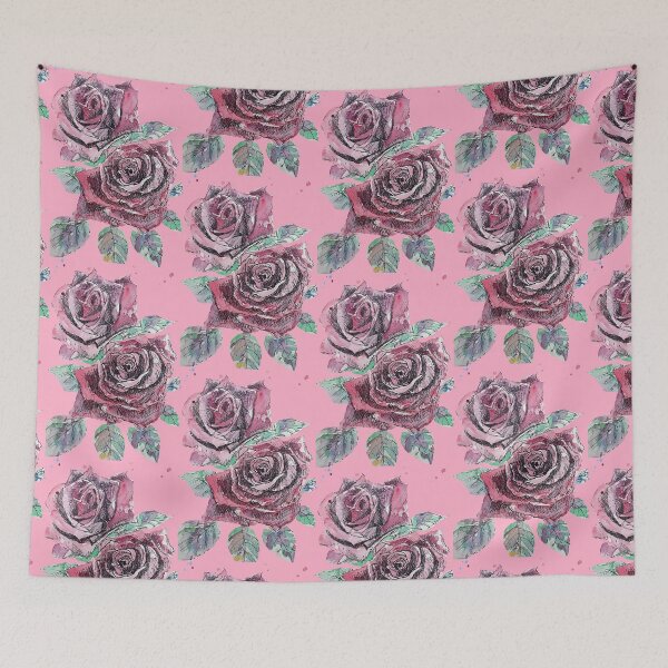 Item preview, Red Rose Watercolor Painting on Pink designed and sold by Sarah  Rajkotwala.