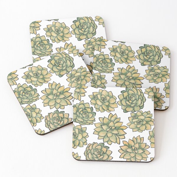 Item preview, Green Yellow Watercolour Echeveria Succulents Pattern designed and sold by marta-maria.
