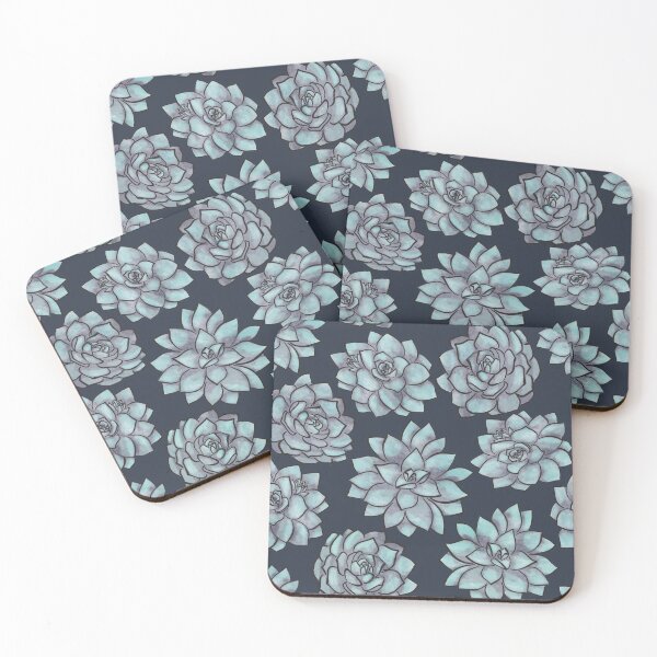 Item preview, Blue Watercolour Echeveria Succulents Pattern designed and sold by marta-maria.