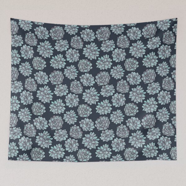 Item preview, Blue Watercolour Echeveria Succulents Pattern designed and sold by marta-maria.