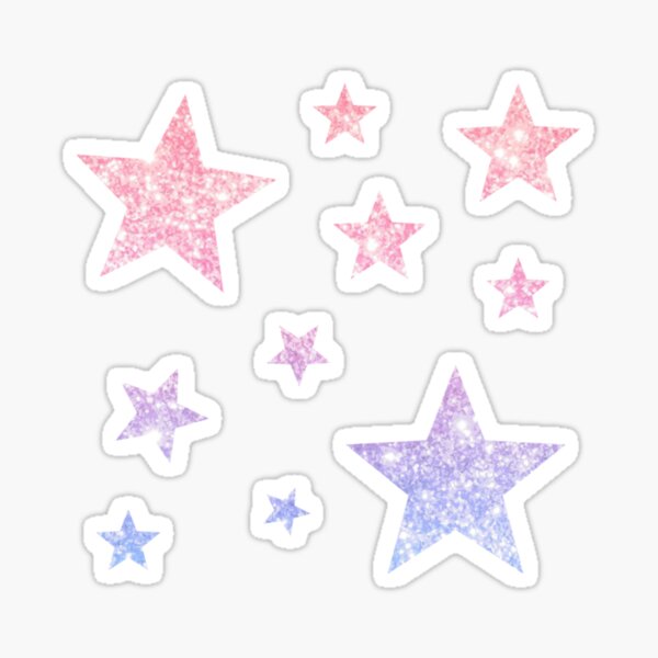 Light Pink Purple Ombre Glitter Stars Sticker By Felicity K Redbubble