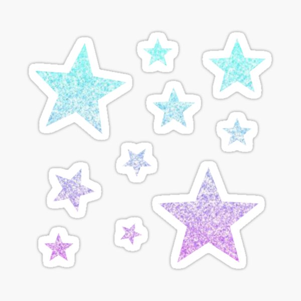 Light Blue Purple Ombre Faux Glitter Stars Sticker For Sale By
