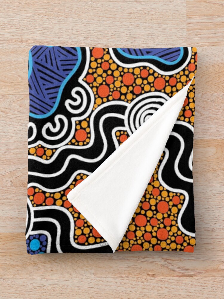 "Authentic Aboriginal Art " Throw Blanket for Sale by HogarthArts Redbubble