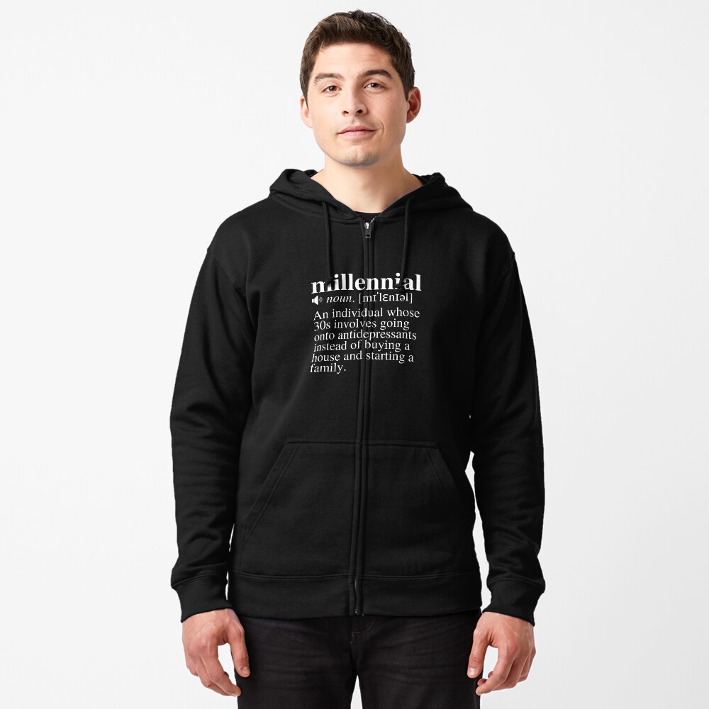 Hoodie for Sale mit Millennial Definition 2 Die Depression der 30er Jahre schwarzer Hintergrund von mind illusions Redbubble