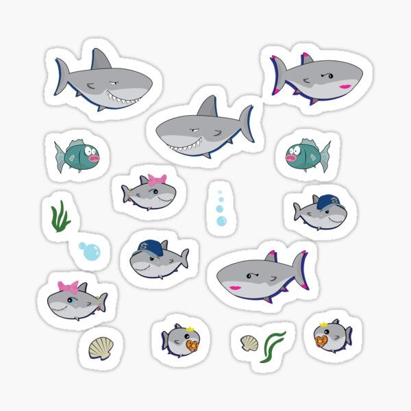 "Sharks everywhere sticker pack" Sticker for Sale by rclwow Redbubble