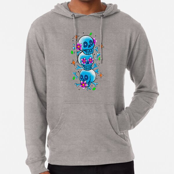Blue Skulls - Hear No Evil See No Evil Speak No Evil Lightweight Hoodie
