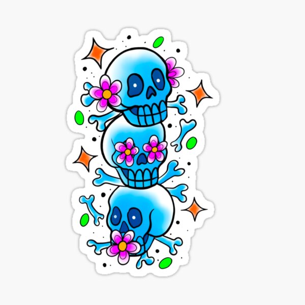 Blue Skulls - Hear No Evil See No Evil Speak No Evil Sticker