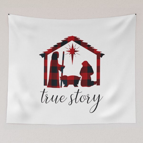 Item preview, True Story Nativity Scene Buffalo Plaid designed and sold by HerbertFerguson.