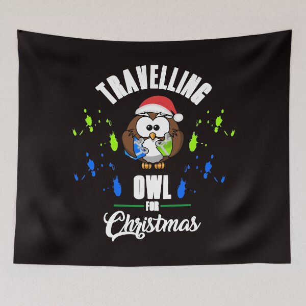 Item preview, Travelling Owl For Christmas - Funny Cute Owl With Santa Hat And Gifts designed and sold by leo121687.