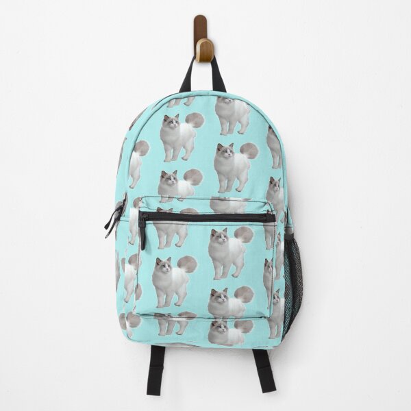 Item preview, WHITE CAT WITH BLUE EYES ON PALE BLUE designed and sold by PetsandBeyond.