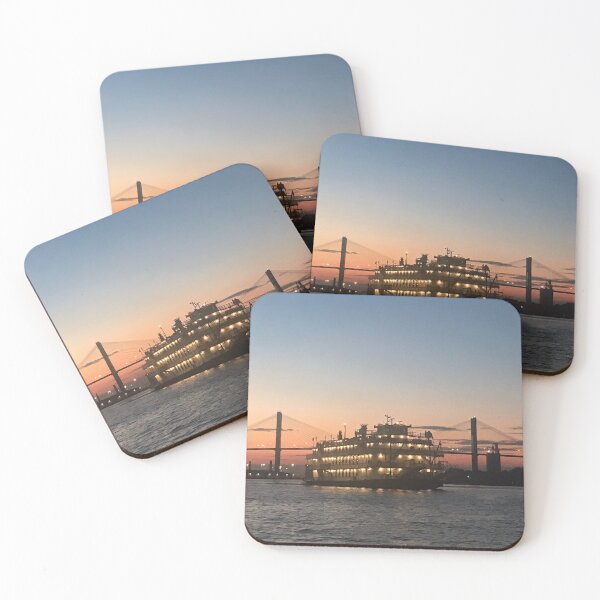 Item preview, Sunset over Savannah River and Talmadge Memorial Bridge designed and sold by Destined2Wander.