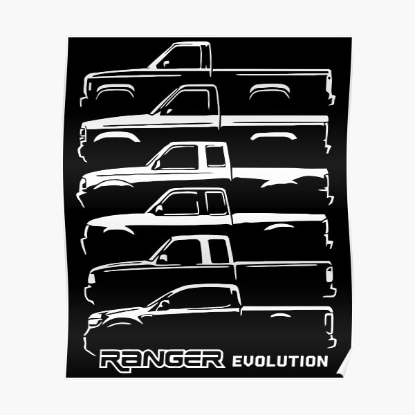 1983-2019 Ford Ranger Pickup Evolution Evolution Umriss Design T-Shirt Poster