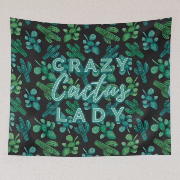 Item preview, Green Blue Watercolour Crazy Cactus Lady Cactus Pattern designed and sold by marta-maria.