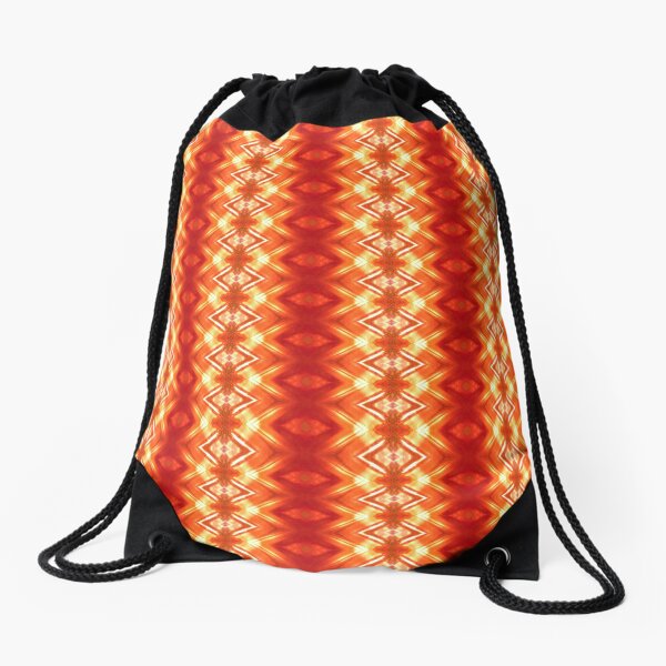 Orange Flower Diamond Drawstring Bag