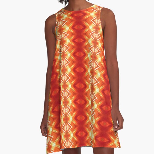 Orange Flower Diamond A-Line Dress