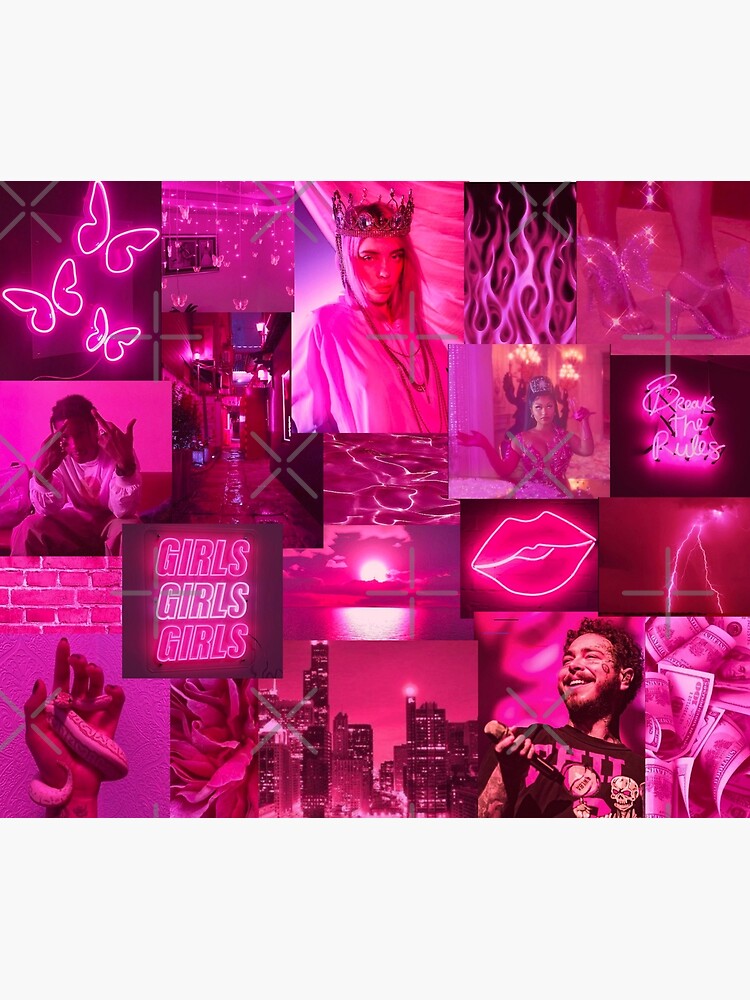 "Dark Pink Aesthetic Collage" Tapestry by alekkar2002 Redbubble