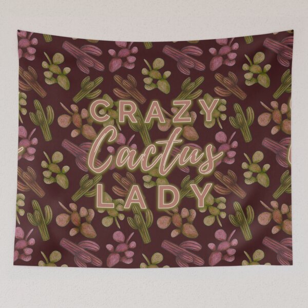 Item preview, Red Green Watercolour Crazy Cactus Lady Cactus Pattern designed and sold by marta-maria.