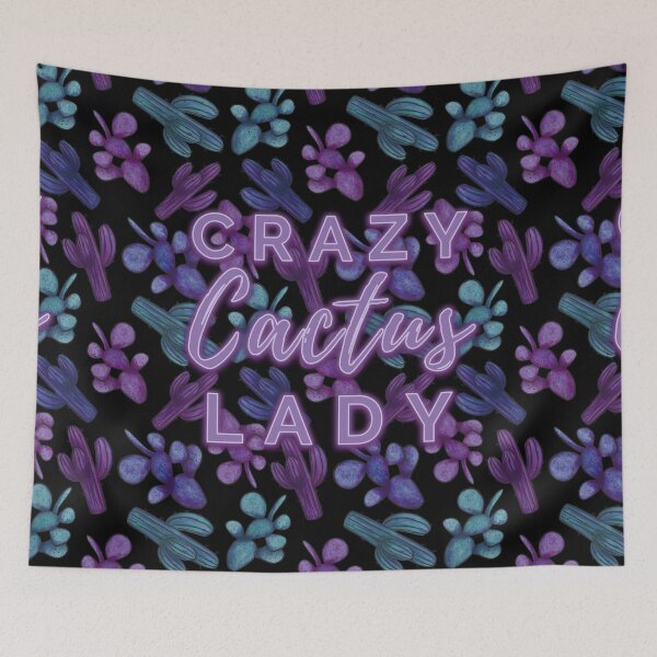 Item preview, Purple Blue Watercolour Crazy Cactus Lady Cactus Pattern designed and sold by marta-maria.