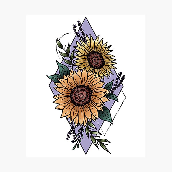 Geometric Sunflower Photographic Prints | Redbubble