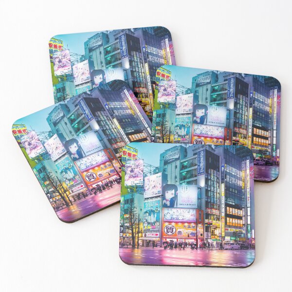 Item preview, Anime Akihabara Neon Dream many colourful reflection on the wet streets designed and sold by TokyoLuv.