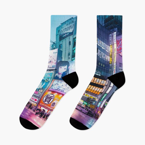 Item preview, Anime Akihabara Neon Dream many colourful reflection on the wet streets designed and sold by TokyoLuv.