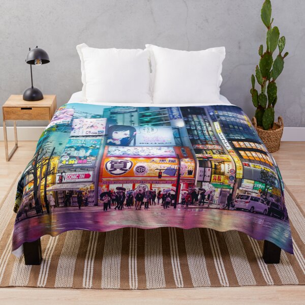 Item preview, Anime Akihabara Neon Dream many colourful reflection on the wet streets designed and sold by TokyoLuv.