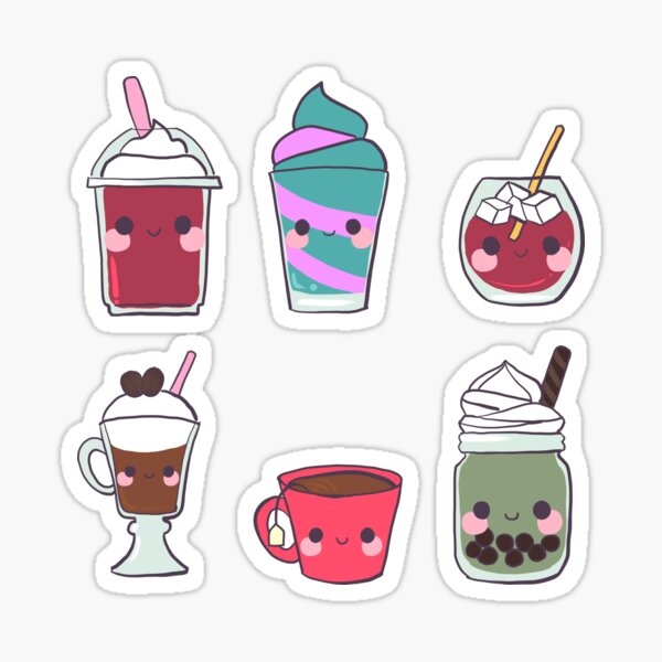 Kawaii Drinks Sticker