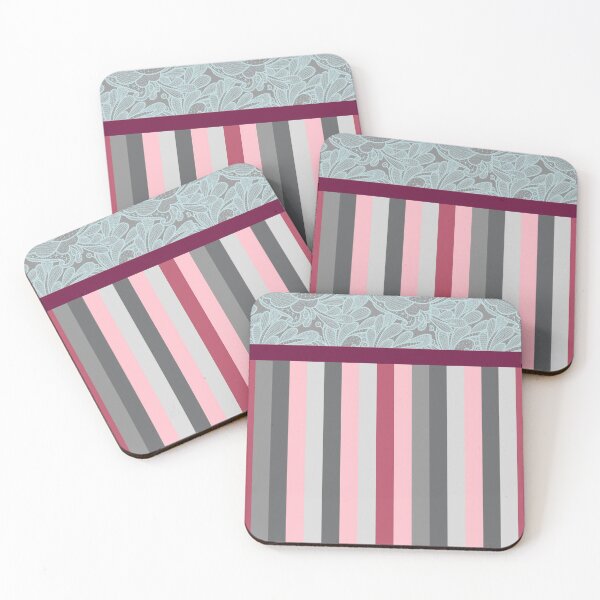 Item preview, Lace and Stripes (Pink and Grey) designed and sold by JazzPWall.