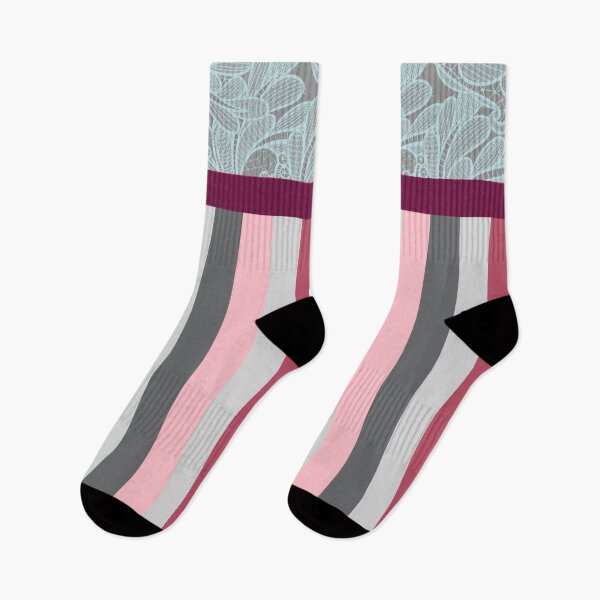 Item preview, Lace and Stripes (Pink and Grey) designed and sold by JazzPWall.