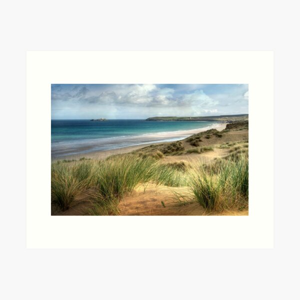 Item preview, Sand Dunes at Hayle Cornwall looking towards Godrevy Lighthouse designed and sold by rosiephotos.