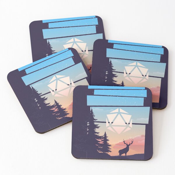 Item preview, Forest Sunset Deers Polyhedral D20 Dice Sun RPG Landscape designed and sold by pixeptional.