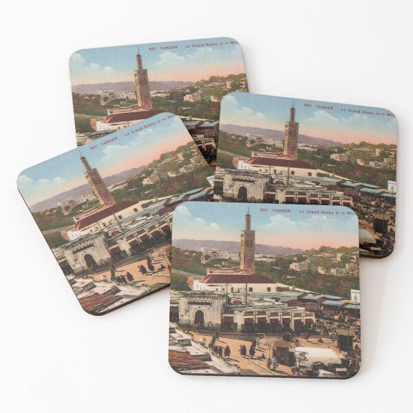 Item preview, Tangier or Tangiers Morocco Old Postcard Grand Socco and Marshan designed and sold by Talia Felix.