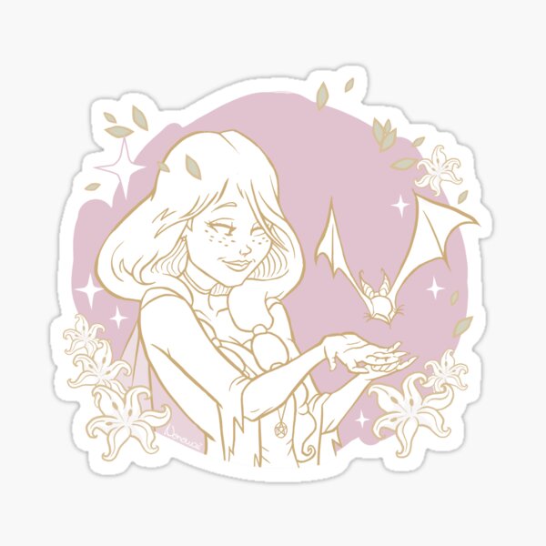 Sorcière verte - Chauve-souris violette Sticker