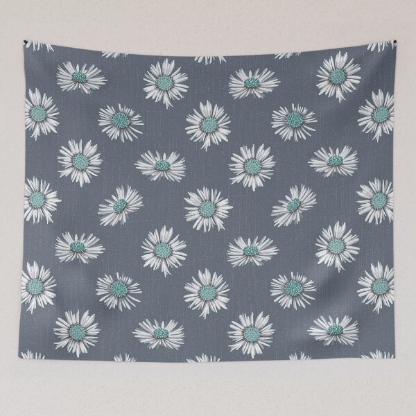 Item preview, White-green asters on slate gray designed and sold by colorofmagic.