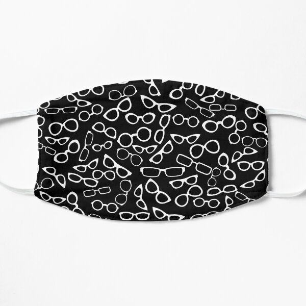 Various Shaped Eyeglasses Pattern - White Flat Mask