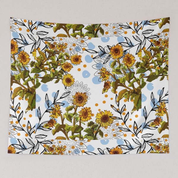 Item preview, Sunflower Blue Orange Yellow Jungle designed and sold by BohoMoon.