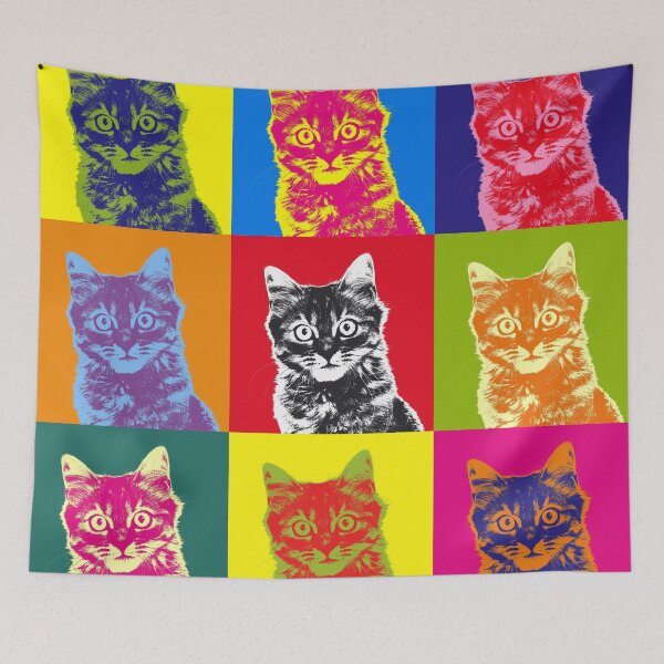 Aperçu de l'œuvre Andy Warhol chat coloré créée et vendue par Warren Photographic.