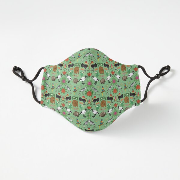 Aussie Friends and Flowers, green Fitted 3-Layer