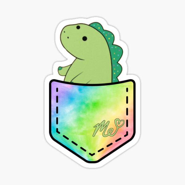 Moriah Elizabeth pickle the dinosaur inside pocket cute rainbow Sticker