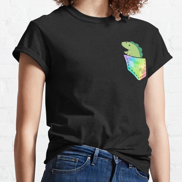 Moriah Elizabeth pickle the dinosaur inside pocket cute rainbow Classic T-Shirt