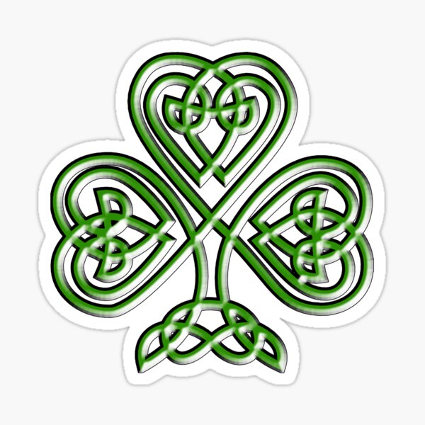 Shamrock, Knot, St Patricks Day, Celtic, Celt, Irish, Ireland, Eire, Luck, Lucky. Sticker