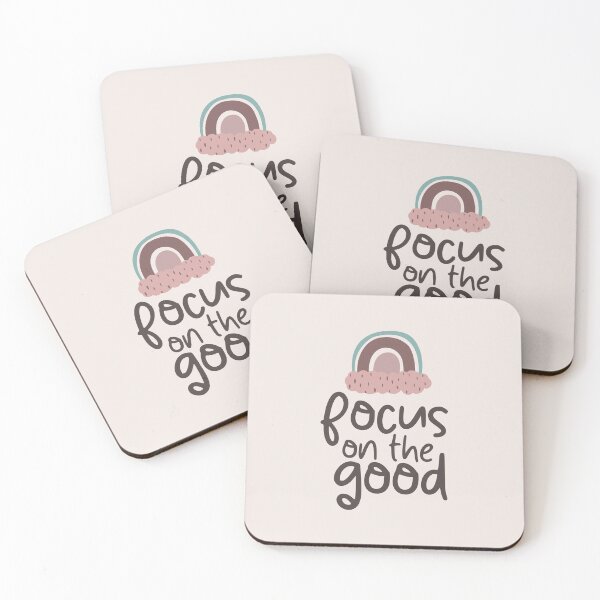 Item preview, Focus On The Good Boho Cute Pink Neutral Rainbow Print designed and sold by zedonee.