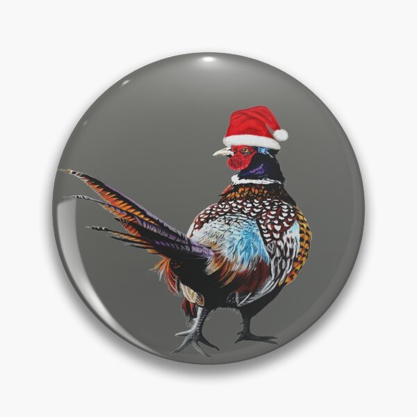 Item preview, Christmas Pheasant with Christmas hat - Festive pheasants - game bird-  Christmas Pheasant art  designed and sold by IslesArt.