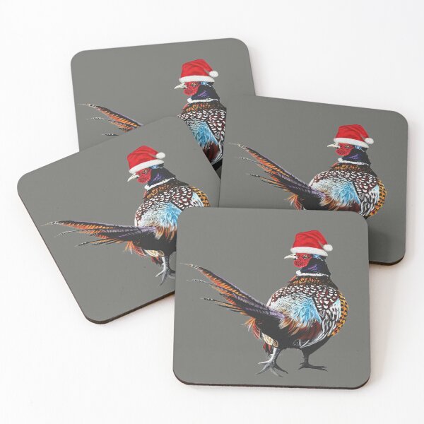 Item preview, Christmas Pheasant with Christmas hat - Festive pheasants - game bird-  Christmas Pheasant art  designed and sold by IslesArt.