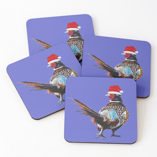 Item preview, Christmas Pheasant with Christmas hat - Festive pheasants - game bird-  Christmas Pheasant art  designed and sold by IslesArt.