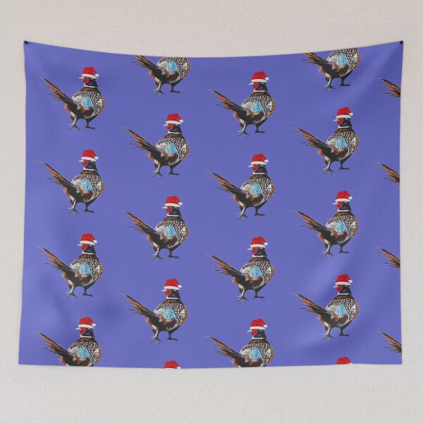 Item preview, Christmas Pheasant with Christmas hat - Festive pheasants - game bird-  Christmas Pheasant art  designed and sold by IslesArt.