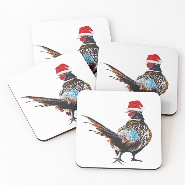 Item preview, Christmas Pheasant with Christmas hat - Festive pheasants - game bird-  Christmas Pheasant art  designed and sold by IslesArt.